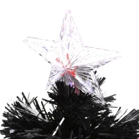 HOMCOM 3ft Tall Pre-Lit Douglas Fir Artificial Christmas Tree with Realistic Branches, 90 Multi-Color LED Lights, Fiber Optics, and 90 Tips, Black(m-13)