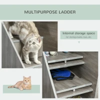 PawHut Hidden Litter Box Furniture Cat Washroom Decorative Kitten House Nightstand End Table Indoor with Multipurpose Ladder Cushion Oak(m-5)