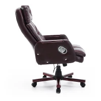 HOMCOM Faux Leather Reclining Office Chair Seat with Adjustable Backrest (Brown)(m-4)