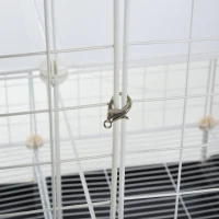 PawHut Small Animal Playpen C&C Cage Wire Bunny Pen for Kitten, Chinchillas, with Doors, Ramps and Trays, White(m-10)