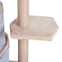 PawHut Multi-Level Cat Tree with Sisal-Covered Scratching Posts Large Perch Grey(m-10)