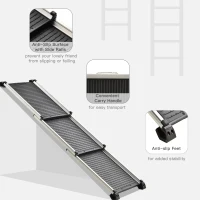 PawHut Telescoping Dog Car Ramp Lightweight Aluminium Alloy Frame Portable with Carry Handle, 28" - 62.5"(m-4)