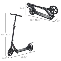 Soozier Foldable Kick Scooter with Adjustable Handlebar, Disc Brake, Rear Brake, 7.75'' Big Solid Wheels and Shock Absorption System, 100kg Capacity for 14+ Teens Adult Kids(m-3)