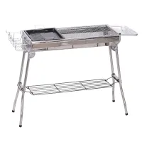 Outsunny Charcoal Barbecue Grill Stainless Steel Portable Folding Charcoal BBQ Grill Stainless Steel Camp Picnic Cooker(m-1)