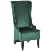 HOMCOM Retro High Back Upholstered Accent Chair Armless Velvet Living Room Chair with Curved Backrest and Birch Legs, Green(m-1)