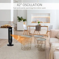 HOMCOM Compatible for HOMCOM Ceramic Tower, Indoor Space Heater with 42 Degree Oscillation, Remote Control, 8H Timer, Tip-Over & Overheating Protection, 750W/1500W HOMCOM 820-251V81(m-4)