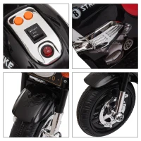 Aosom 6V Kids Motorcycle Dirt Bike Electric Battery-Powered Ride-On Toy Off-road Street Bike with Music & Horn Buttons, Stable 3-Wheel Design, & Rear Storage Space, Black(m-8)