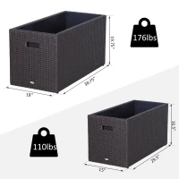 Outsunny 2 PCS Square Plastic Rattan Metal Flower Pot Indoor Outdoor Plants Box Seed(m-3)