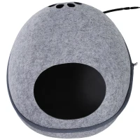 PawHut Heated Indoor Fleece Cat Shelter Retreat - Grey(m-10)