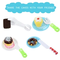 HOMCOM 25 pcs Kids Cart Pretend Play Cake Playset Educational Toy Yellow/Blue(m-4)