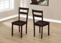 Monarch 2 Piece 35" PU Leather Padded Seat Wooden Slat Back Dining Chair Set - Cappuccino Brown(m-2)