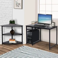 HOMCOM 2 Piece 65" Computer Desk Set Free-Combination Home Office Furniture Black(m-1)