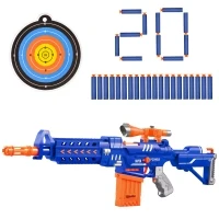 Qaba Automatic Soft Bullet Toy Foam Blaster with 20 EVA Foam Darts and Target Board Game for Boys & Girls 8-12 Years Old(m-1)