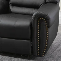 HOMCOM Recliner Chair Added Footrest Cushion Padded Seat Modern Nail Sofa PU Leather for Living Room Club Home Theater Seating, Black(m-19)