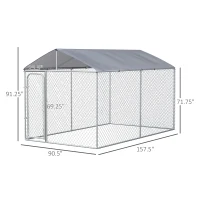 PawHut Dog Kennel Heavy Duty Playpen with Galvanized Steel Secure Lock Mesh Sidewalls and Waterproof Cover for Backyard & Patio, 13' x 7.5' x 7.5'(m-3)