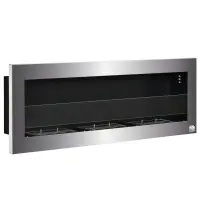 HOMCOM Ethanol Fireplace, 47.25" Wall-Mount 0.3 Gallon Steel 215 Sq Ft., Burns up to 3 Hours, Silver(m-1)