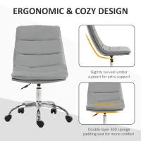 Vinsetto Armless Office Chair Ergonomic Computer Desk Chair Mid-Back Upholstered Task Chair with PU Leather, Adjustable Height and Swivel Seat, Grey(m-6)