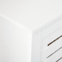 HOMCOM Slat Double Door Coffee Bar Cabinet, Sideboard Buffet Cabinet, Kitchen Cabinet with Bottom Shelf for Living Room, White(m-15)