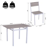 HomCom 5 Piece Drop Leaf Counter Height Dining Table and Chairs Set - Light Grey / White(m-4)