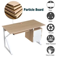 HOMCOM Compact Computer Desk Student Writing Table PC Workstation with Storage Drawer and Keyboard Tray(m-4)