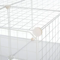 PawHut Small Animal Playpen C&C Cage Wire Bunny Pen for Kitten, Chinchillas, with Doors, Ramps and Trays, White(m-11)