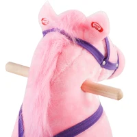 Qaba Kids Interactive Plush Mechanical Walking Ride On Horse Toy with Wheels - Pink(m-11)