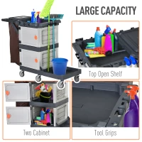 HOMCOM Commercial Janitorial Cleaning Cart Housekeeping Trolly for Hotel  Restaurant(m-4)