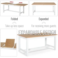 HomCom Expandable Folding Kitchen Dining Table with Elegant Natural Wood Design & Sturdy Construction - Natural(m-4)
