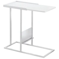 Monarch 24" Modern Metal Frame C-Shaped Side Accent Table with Magazine Storage Rack - White Finish(m-1)