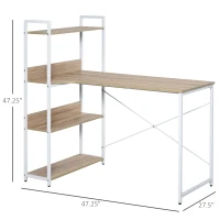 HOMCOM Industrial Office Desk with Storage Shelf Computer Workstation for Home Office(m-3)