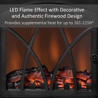 HOMCOM Free Stand Electric Fireplace Stove Heater with Adjustable LED Flame Effect and Front Door, 750W/1500W, Black(m-5)