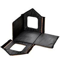 PawHut Heated Cat House Condo, Foldable Enclosed Pet House with Heating Pad for Cats or Small Dogs, Use for Indoor or Covered Outdoor Areas, Log Cabin Design(m-10)