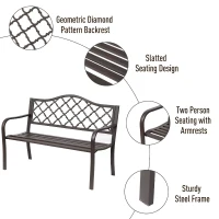 Outsunny Antique Style Cast Iron Outdoor Front Porch Bench(m-4)