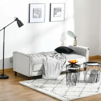 HOMCOM Convertible Sofa Sleeper Futon with Split Back Design Recline, Thick Padded Velvet-Touch Cushion Seating and Wood Legs, Light Grey(m-8)