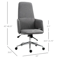 Vinsetto High Back Office Computer Chair with Breathable Fabric, Padded Armrest, and Swivel Wheels - Grey(m-3)