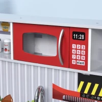 Qaba 2 in 1 Multifuction Kids Kitchen Play Set with Accessories Large Play Kitchen Red(m-12)