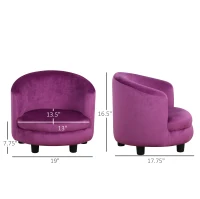 Qaba Velvet Kids Armchair Kids Furniture with Armrest, Plastic Legs - Purple(m-3)