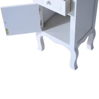 HOMCOM Wood Night Stand Bedroom Bedside End Table with Storage Drawer and Cabinet White(m-10)