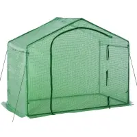 Outsunny 71'' x 39'' x 66'' Walk In Greenhouse Portable Hot House for Plants with Zippered Door and Top Window for Outdoor, Garden, Patio, PE Cover, Green(m-1)