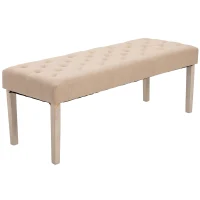 HOMCOM Modern Simplicity Household Bed End Footstool with Soft Sponge Cushion  52" W  Beige(m-2)