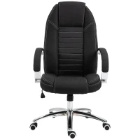 Vinsetto Office Chair Ergonomic Design Linen Surface Foam Padded w/ Adjustable Height & Armrest Black(m-6)