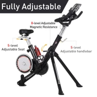 Soozier Stationary Exercise Bike with Deluxe Design Triangular Stand with Adjustable Resistance 28lbs Flywheel Phone Pad and Bottle Holder and LCD Monitor for Home Cardio Workout Fitness(m-5)