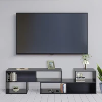 HOMCOM Versatile TV Console  Stand Cabinet Wood Bookcase Storage Shelf Convertible Bookshelf Black(m-1)