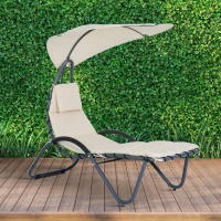 Outsunny Garden Lounge Chaise Outdoor Sleeping Bed Arc Stand Cream(m-1)