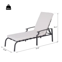Outsunny Outdoor Lounge Chaise Chair Recliner Garden Patio Furniture W/Cushion(m-3)