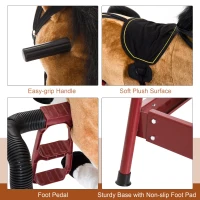 Qaba Durable Kids Plush Spring Rocking Horse, Ride On Rocking Horse with Realistic Sounds, Brown(m-7)