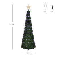 Outsunny 4.5' Tall Pre-lit Slim Artificial Outdoor Christmas Tree Easy Assembly Pull Up Pop Out Yard Decoration with 176 Multi-Color LED Lights(m-3)