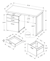 Monarch 48" Contemporary Wood-look and Metal Computer Writing Desk - Natural / Silver Metal(m-4)