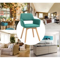 HOMCOM Dining Chairs Set of 2 Home Modern Accent Armchair for Bedroom Living Room with Fabric Surface and Solid Wood Legs, Green(m-5)