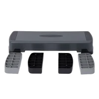 Soozier 35” Adjustable Aerobic Platform Stepper with Risers 6” 8” 10” Cardio Fitness Trainer Workout Step, Black Grey(m-2)